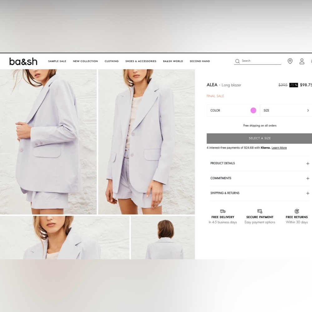 Ba&sh Lavender Blazer